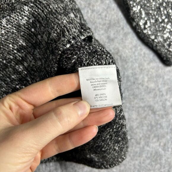 Eileen Fisher Shimmer Karma Sweater Women’s Large Linen Blend Scoop Neck 3/4 - Picture 6 of 9